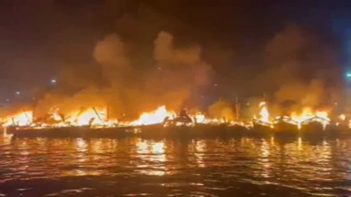 Massive fire breaks out at fishing harbor in Andhra Pradesh