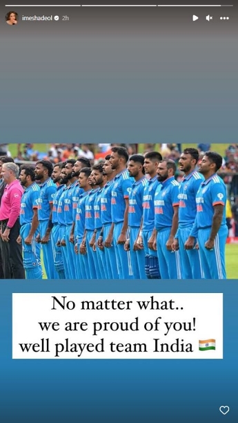 Bollywood stalwart Amitabh Bachchan, Shah Rukh Khan and others shared a heartfelt message for Men In Blue after their defeat against Australia in World Cup 2023. The Bollywood fraternity stood tall as India showed true sportsmanship and gave their all.