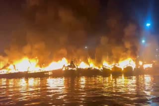 huge fire accident in Visakhapatnam fishing harbor