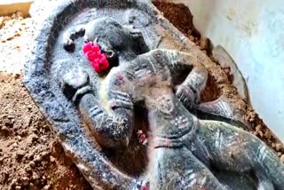 Excavated idol of Lord Hanuman