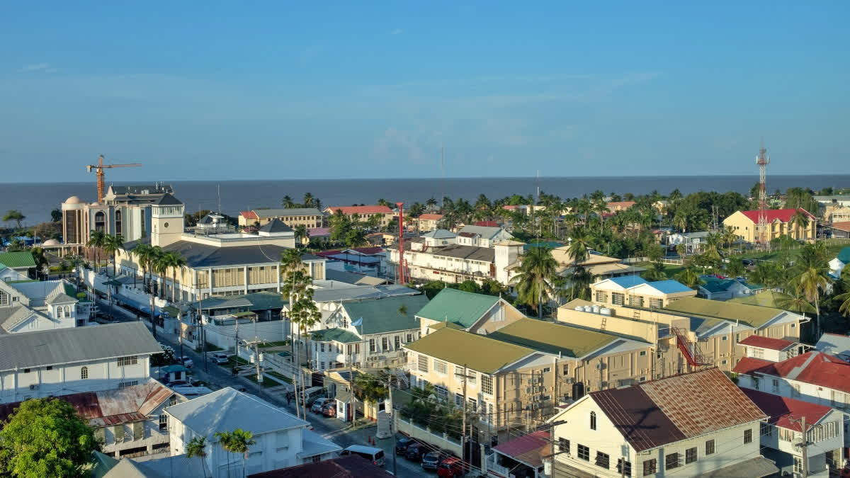 Aerial view of Guyana's capital Georgetown