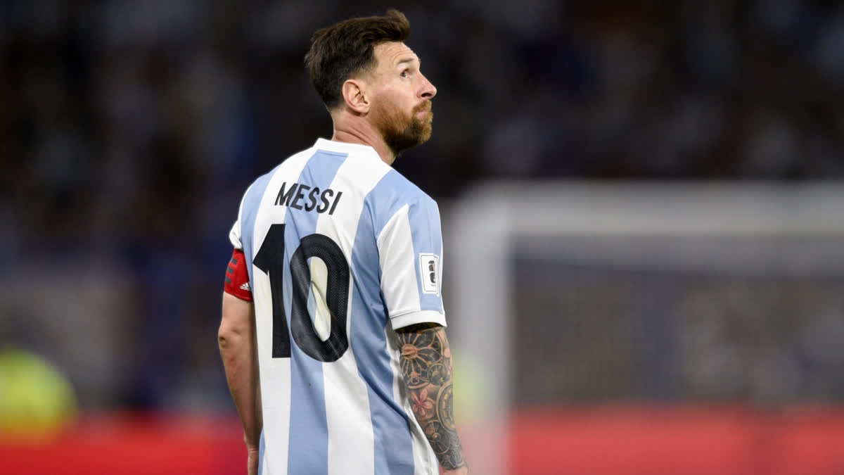 Argentina's Lionel Messi walks off the field at the half time of a FIFA World Cup 2026 qualifying soccer match against Peru