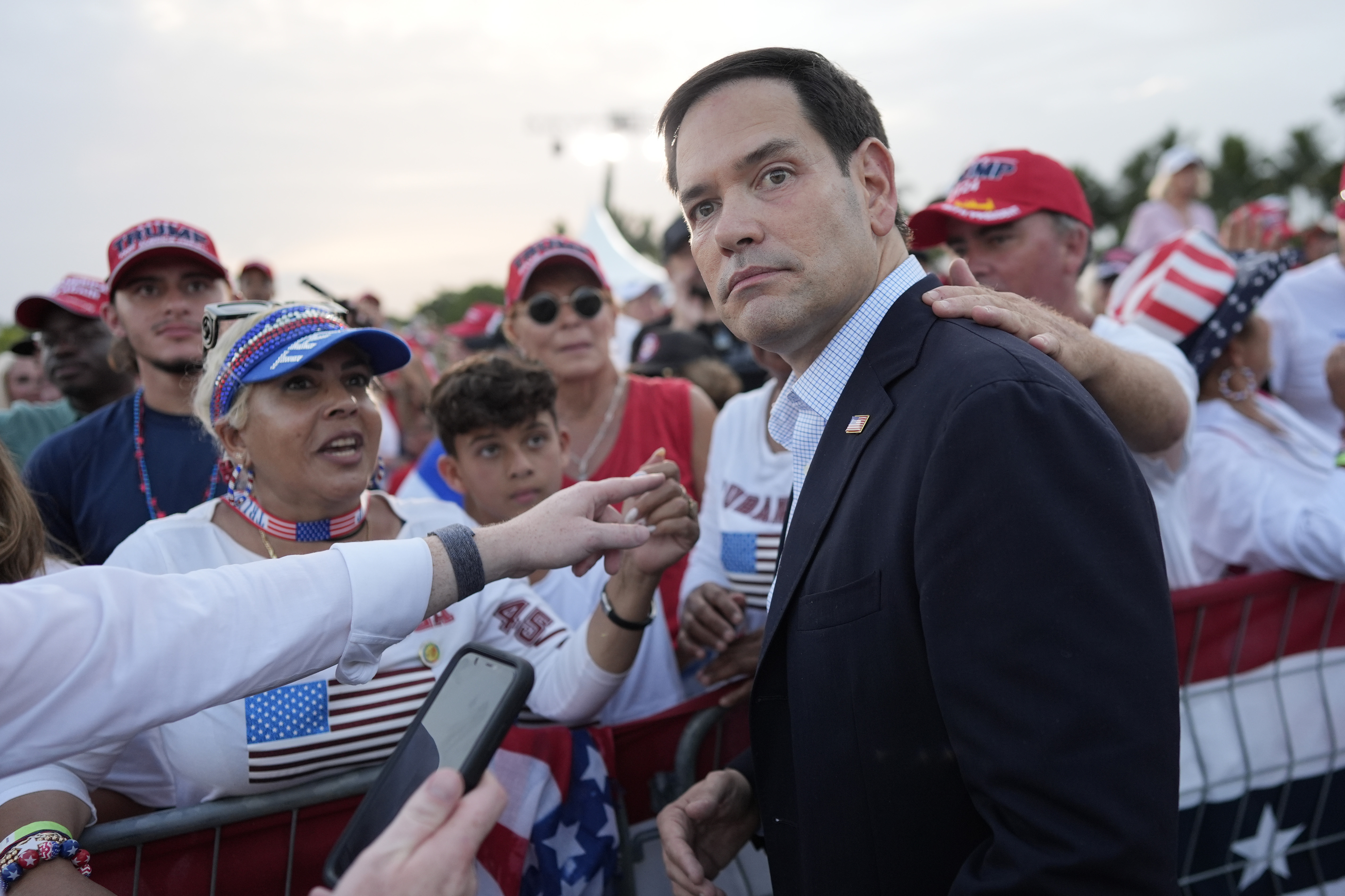 Sen. Marco Rubio, R-Fla., arrives before Republican presidential nominee former President Donald Trump speaks at a campaign rally in Allentown, Pa., Tuesday, Oct. 29, 2024. (AP)