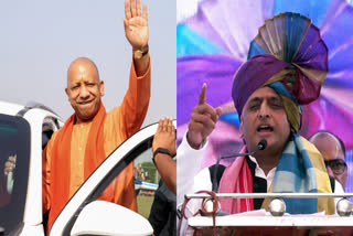 Chief Minister Yogi Adityanath (left) and Samajwadi Party (SP) president Akhilesh Yadav (right)