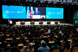 UN climate chief Simon Stiell delivers a speech during the opening of the 2024 United Nations Climate Change Conference (COP29) in Baku on November 11, 2024.