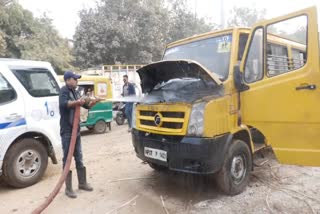 gwalior School bus caught fire