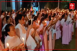 Protest in Cachar against killing of child and woman from the Meitei community