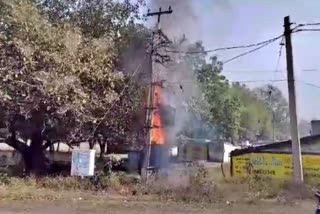 Fire in power transformer in Dhanbad