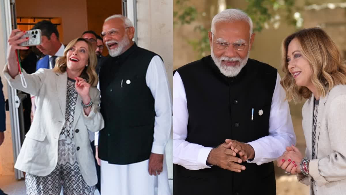 PM Narendra Modi With Italian PM Giorgia Meloni