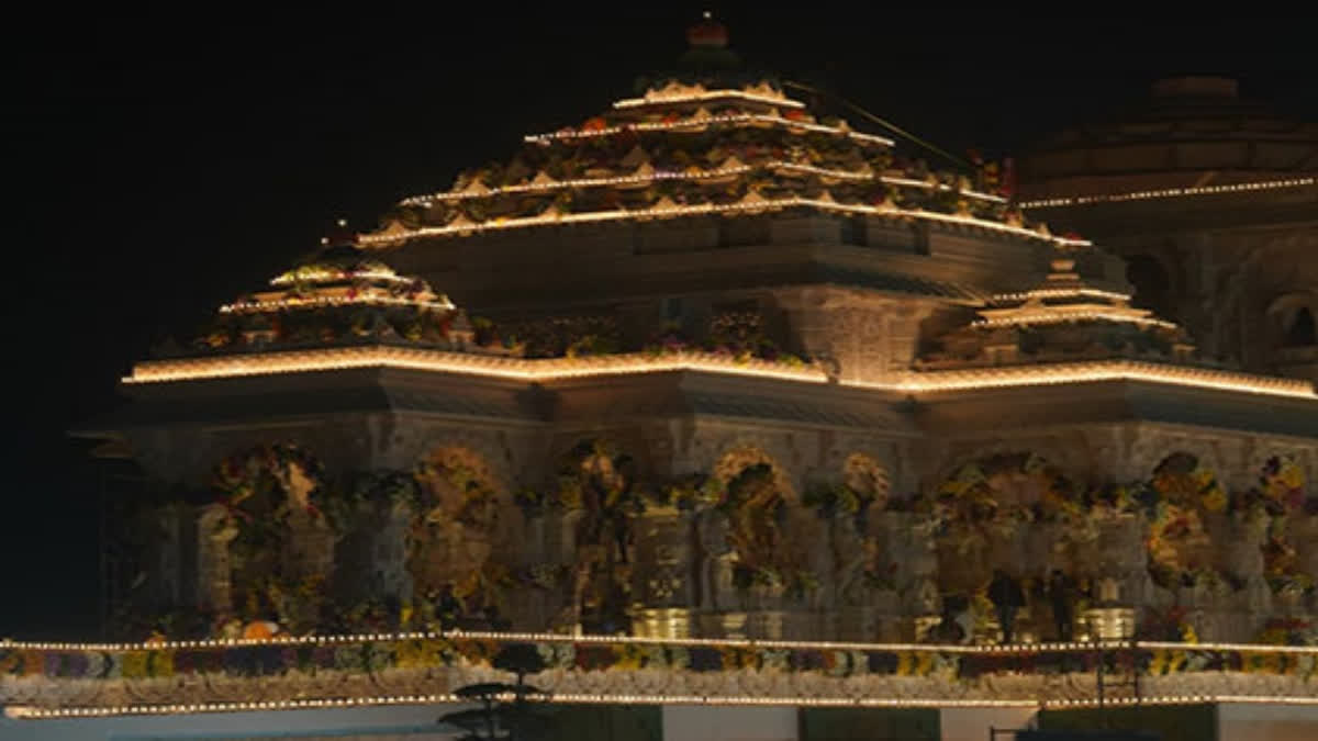 Ram Mandir decked up for Pran Pratistha (Source: ANI)