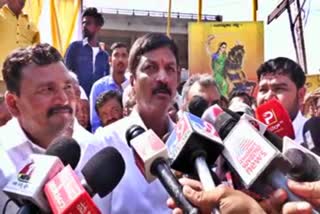 MLA Ramesh Jarkiholi spoke to the media.