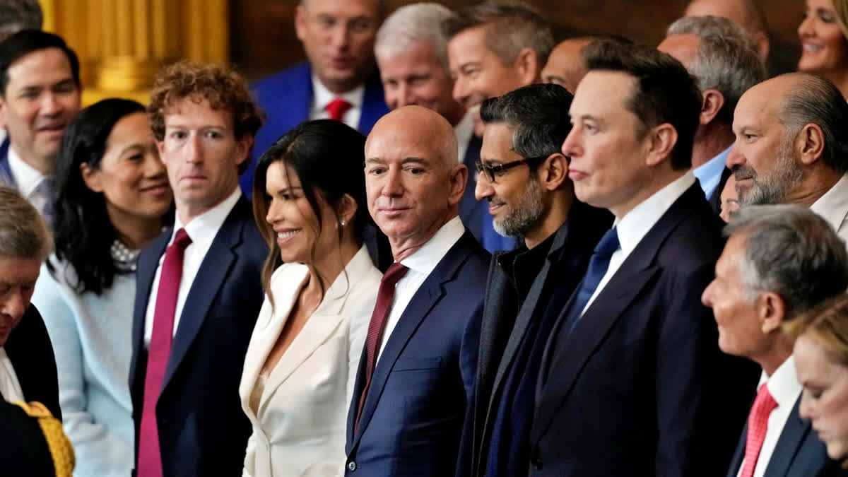 All In One Frame Tech Titans Musk Zuckerberg Bezos Pichai Take Centre Stage At Trump Inauguration