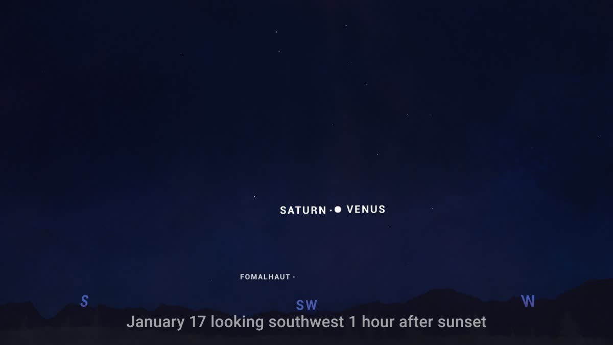 Saturn and Venus seen together in the sky