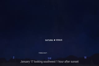 Saturn and Venus seen together in the sky