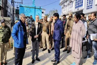 Members of the judicial panel speak to the people affected by violence in Sambhal on Tuesday.