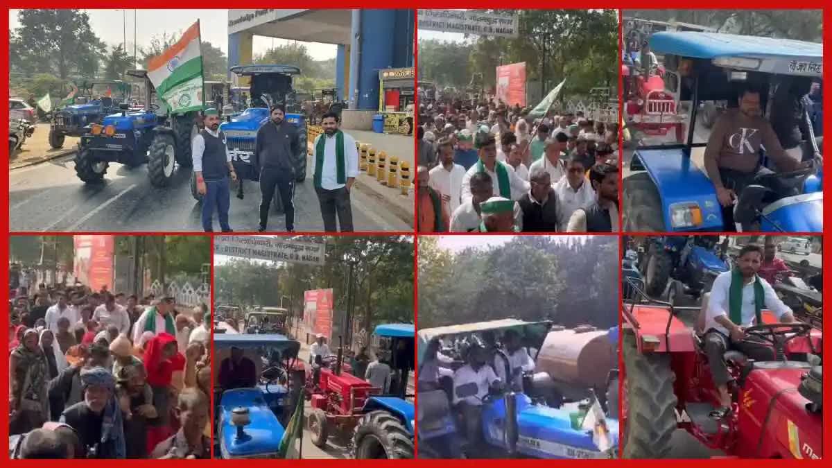 bkus call farmers protest with tractors at greater noida collectorate