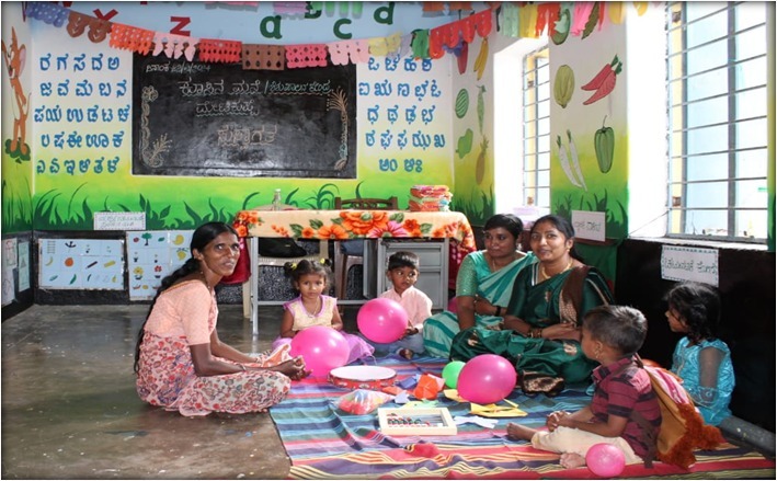 Mgnrega working women  Children take care home  Mysore  ಮನರೇಗಾ ಕಾರ್ಮಿಕ ಮಹಿಳೆ  ಕೂಸಿನ ಮನೆ