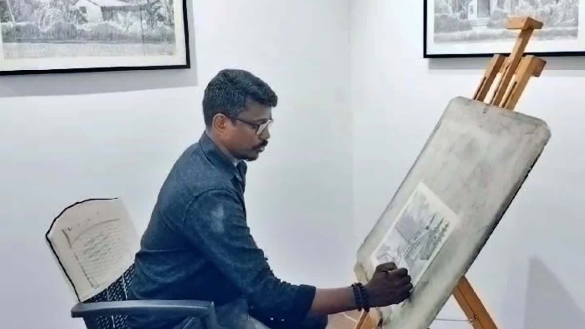 VINOD FRANCIS KOTTAYAM  KOTTAYAM DC BOOKS EXHIBITION  PENCIL DRAWINGS VINOD FRANCIS  LATEST MALAYALAM NEWS