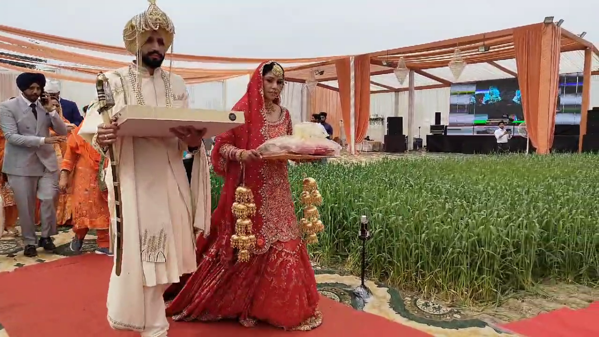 NRI COUPLE GETS MARRIED IN A PADDY FIELD TO SUPPORT FARMERS' PROTEST