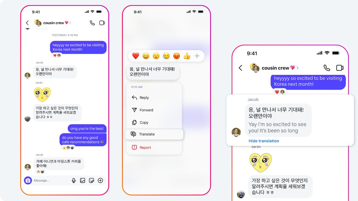 Message Translation feature in Instagram DM