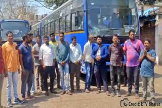 OSRTC Bus employees stage protest