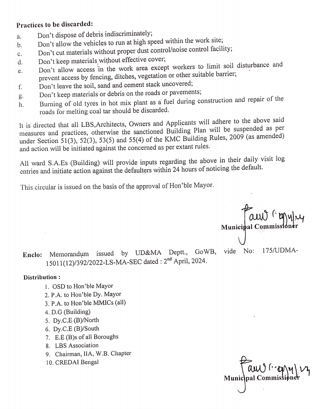 Kolkata Corporation Notice