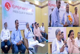 Media interaction program organised for CM Siddaramaiah Bangalore Press Club on the occasion of the achievement of the Government