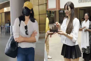 Rashmika Mandanna and Georgia Andriani were spotted out and about in Mumbai. While Rashmika was spotted as she arrived in the city on May 21, Georgia was seen celebrating her birthday with the media.