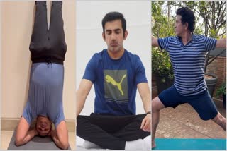 Virender Sehwag, Pragyan Ojha celebrate International Yoga Day