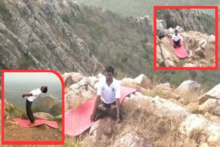 Yoga on mountain in Bilaspur