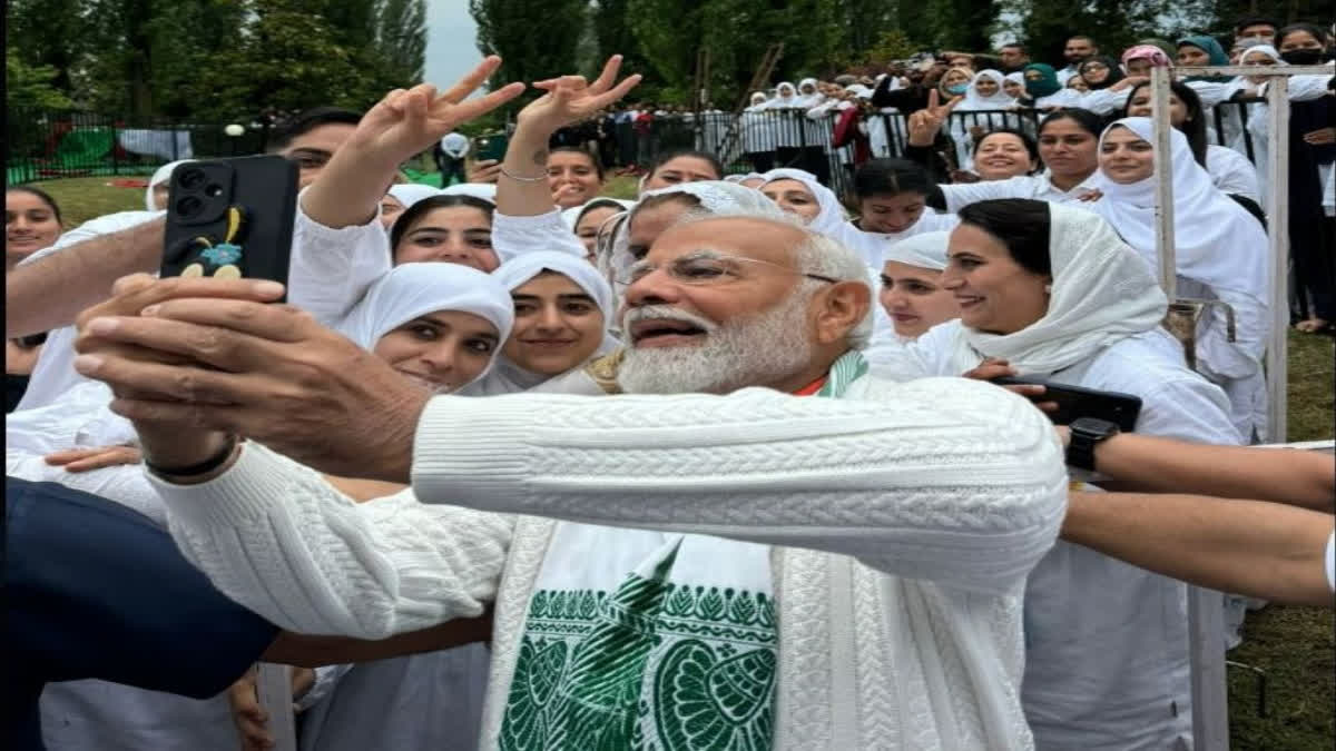 PM Modi at the International Yoga Day event in Srinagar on Friday.