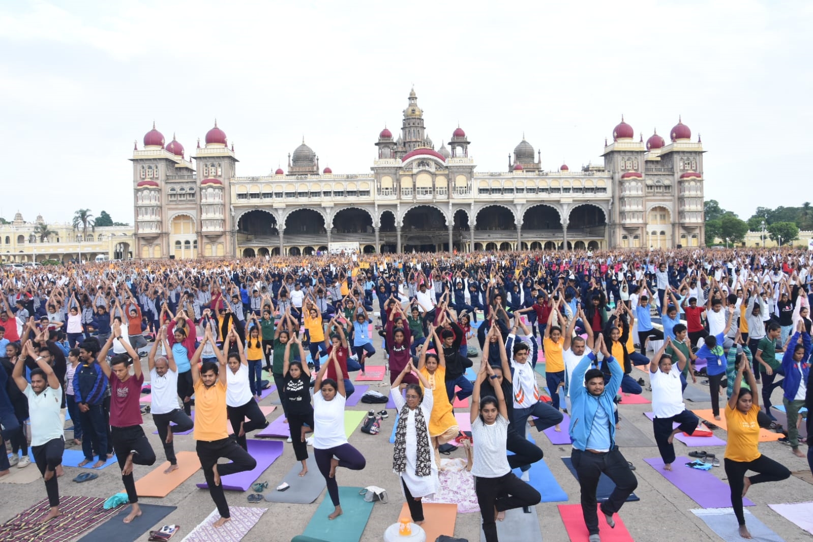 Yoga Day celebration in front of Mysore Palace