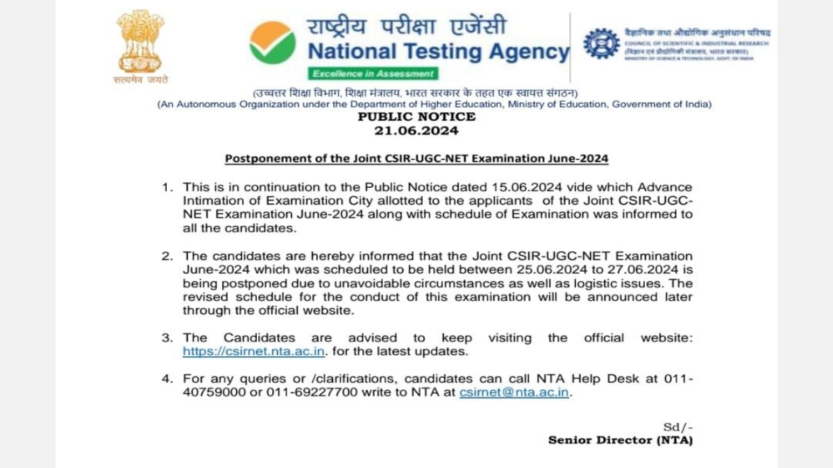 CSIR-UGC-NET Exam Postponed