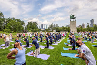 International Yoga Day was celebrated at the UN headquarters with wellness guru Deepak Chopra leading the session hosted by Permanent Mission of India to UN.