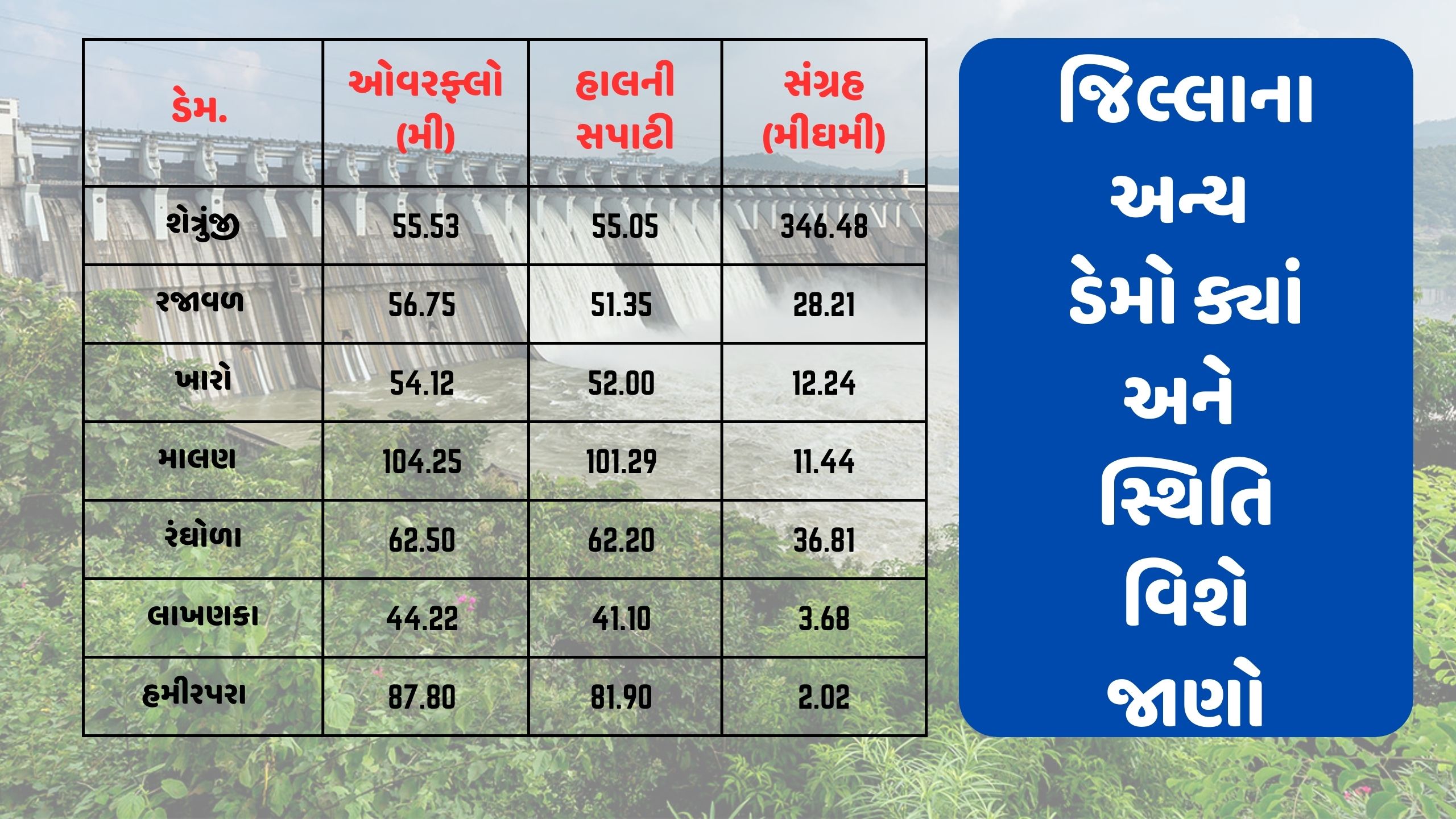 Bhavnagar Shetrunji: શેત્રુંજી 33 ફૂટે, 90 ટકા ઉપર ભરાતા નીચાણવાળા 18 ગામડાને એલર્ટ