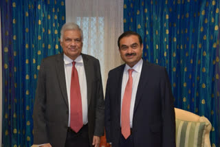 Gautam Adani (right) meets Sri Lankan President Ranil Wickremesinghe (left) in New Delhi