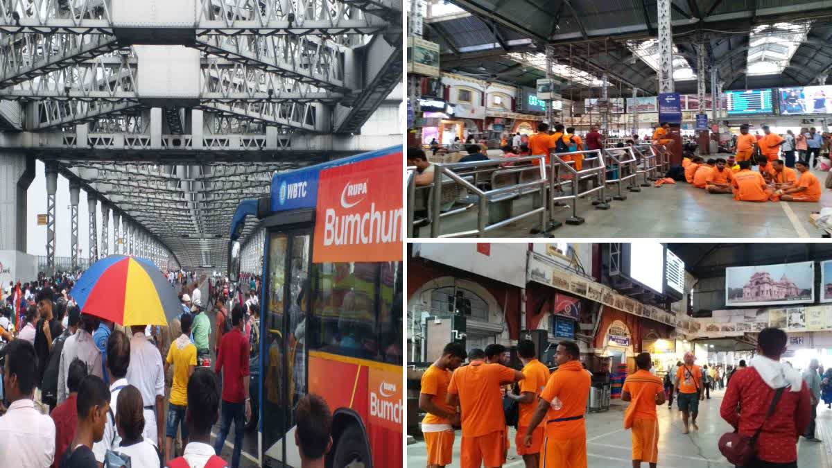 Devotees crowd at Howrah Station