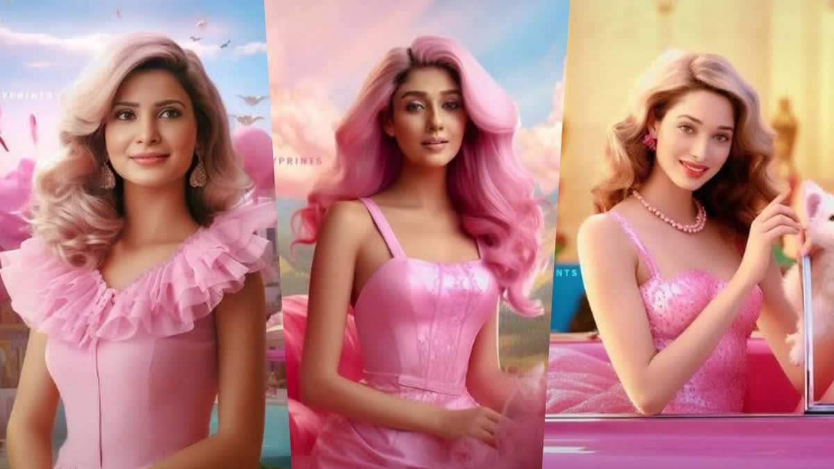 Samantha Ruth Prabhu as barbie  Shruti Haasan as barbie  Tamannaah Bhatia as barbie  Trisha Krishnan as barbie  Kajal Aggarwal as barbie  Nayanthara as barbie  South Indian celebs transformed into Barbies  using AI  ബാർബി തരംഗം അവസാനിക്കുന്നില്ല  ബാർബി  എഐ ബാർബികളായി തെന്നിന്ത്യൻ താരങ്ങൾ  എഐ ബാർബികളായി തിളങ്ങി തെന്നിന്ത്യൻ താരങ്ങൾ  ജതുർസൻ പിരബാകരൻ  Jathursan Pirabakaran  Barbie  Greta Gerwig  Margot Robbie  Ryan Gosling  സാമന്ത റൂത്ത് പ്രഭു  Samantha Ruth Prabhu  ശ്രുതി ഹാസൻ  Shruti Haasan  തമന്ന ഭാട്ടിയ  Tamannaah Bhatia  കാജൽ അഗർവാൾ  Kajal Aggarwal  നയൻതാര  Nayanthara  ആർട്ടിഫിഷ്യൽ ഇന്‍റലിജൻസ്  എഐ  Artificial Intelligence  AI  എഐ ചിത്രങ്ങൾ  ആർട്ടിഫിഷ്യൽ ഇന്‍റലിജൻസ് ചിത്രങ്ങൾ