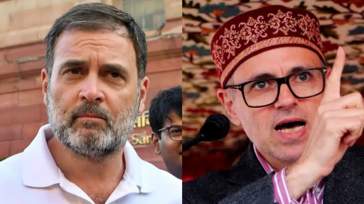 Congress leader and LoP Lok Sabha Rahul Gandhi (left) and National Conference vice president Omar Abdullah.