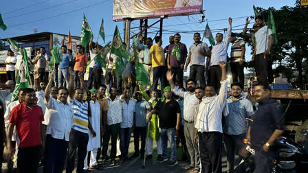 supporters took to the streets in Giridih for Bharat Band