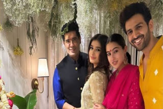 Bollywood actor Kartik Aaryan welcomed Lord Ganesha at his residence during the ongoing occasion of Ganesh Chaturthi. On Wednesday night, actor Sara Ali Khan and designer Manish Malhotra visited the Satyaprem Ki Katha actor's place to offer prayers. After Sara was seen in Kartik's house, the photos and videos surfaced on the internet and went viral in no time.