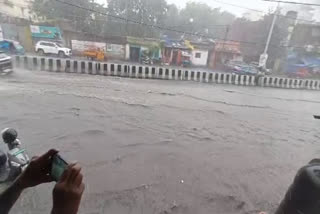 River like view on the road after rain in Ranchi