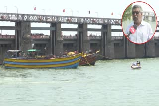 Officials Successfully Removed Three Boats stuck at Prakasam Barrage