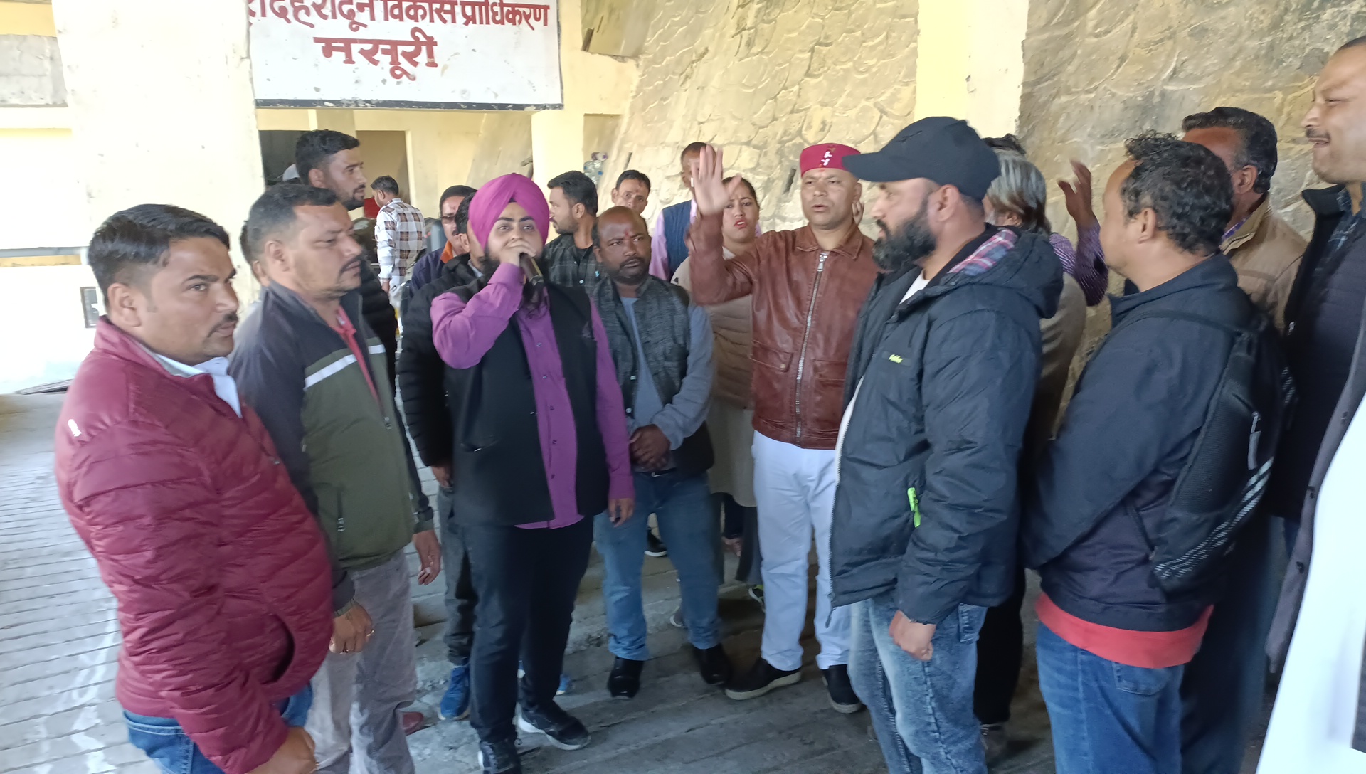 Local people protested in Mussoorie