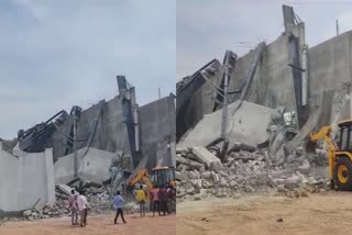 stadium collapses in Telangana  under construction stadium collapsed in Telangana  Telangana stadium collapsed Rangareddy  private indoor stadium collapsed  നിർമാണത്തിലിരുന്ന സ്റ്റേഡിയം തകർന്നു  സ്റ്റേഡിയം തകർന്നുവീണു  തെലങ്കാനയിൽ സ്റ്റേഡിയം തകർന്നു  തെലങ്കാന രംഗറെഡ്ഡി സ്റ്റേഡിയം തകർന്നു  കെട്ടിടം തകർന്ന് അപകടം  നിർമാണത്തിലിരുന്ന കെട്ടിടം തകർന്നു