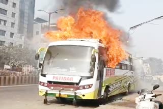 massive fire broke out in sleeper bus