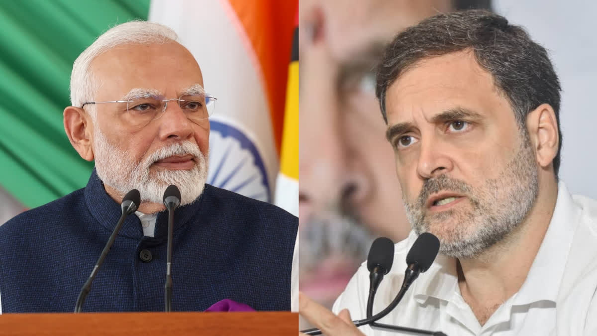 Prime Minister Narendra Modi (left) and Leader of opposition Rahul Gandhi (right)