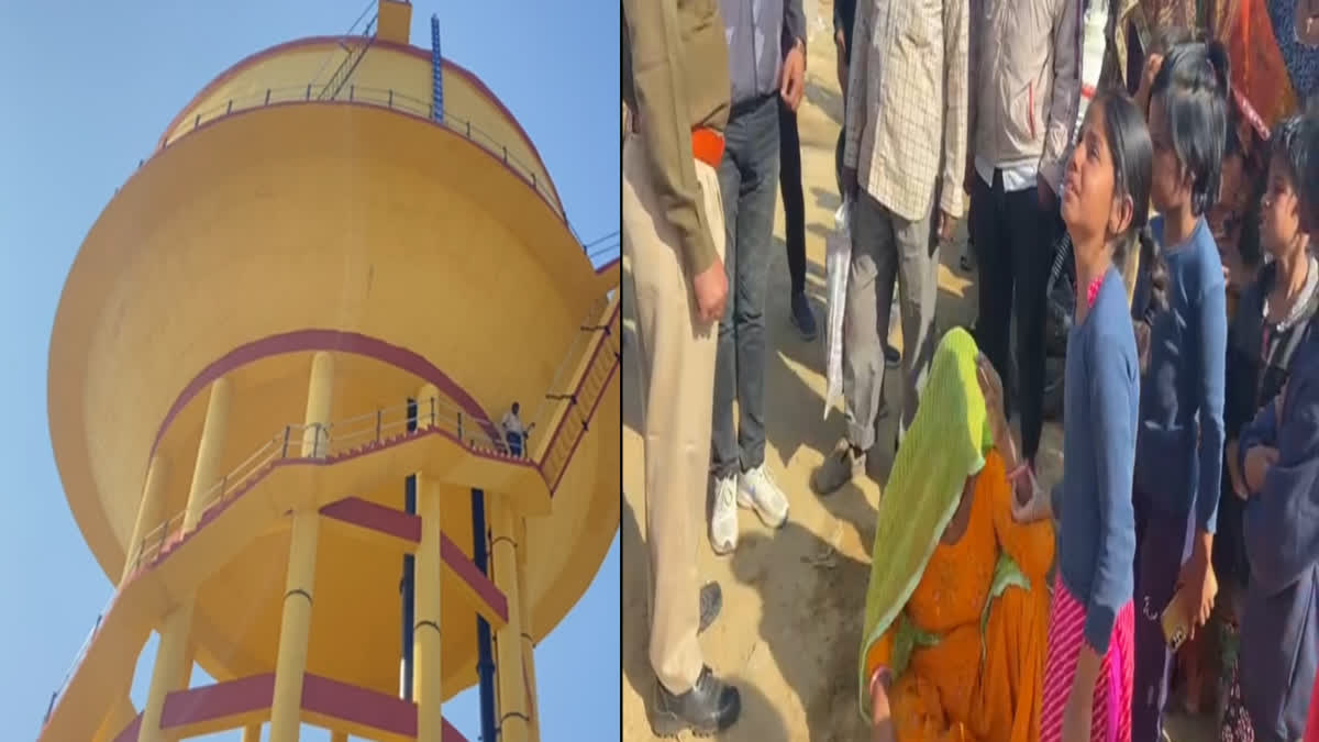 Youth climbed on a water tank