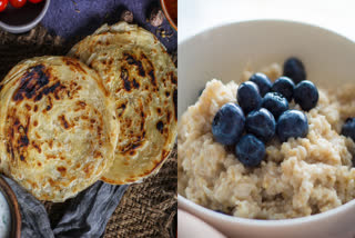 Is it healthier to eat roti-paratha or upma-oats for breakfast