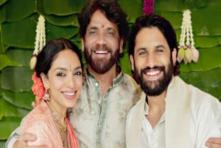 Nagarjuna with Naga Chaitanya and Shobhita Dhulipala